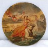 LADY CECILIA ROBERTS. Europa and the Bull. Oil on panel, circular. 22cm diam.