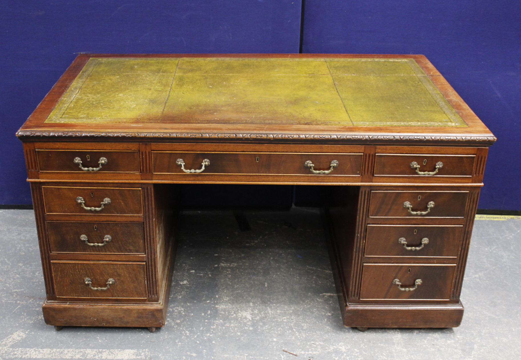 Victorian mahogany partners desk  of typical design with moulded edge top & panelled ends, 86cm - Image 2 of 6