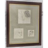 GEORGE HOWARD, 9TH EARL OF CARLISLE (1843-1911). "Polly", three portraits. Pencil. 19cm x 17cm and