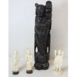 Three 19th/early 20th century Oriental carved ivory figures of deities, each approx. 13cm high; also