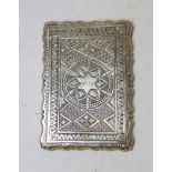 Silver engraved card case monogrammed and dated 1873 by George Unite, Birmingham 1873, 88g.