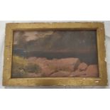 GEORGE HOWARD, 9TH EARL OF CARLISLE (1843-1911). Rocks by a river. Oil on panel. 12cm x 20cm.