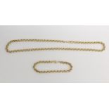9ct gold belcher necklet with bracelet, 44g. 49mm.