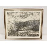 A. Thornhill - a monochrome etching of a landscape, signed and dated in pencil (19)46, no.4/10. 54cm