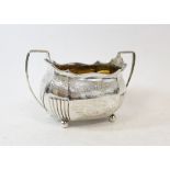 Silver sugar bowl of ovoid shape, engraved and part fluted, probably by 'Thomas Wallace', 1808,