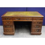 Victorian mahogany partners desk  of typical design with moulded edge top & panelled ends, 86cm