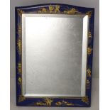 Early 20th century blue lacquer dressing table mirror of rectangular form decorated with