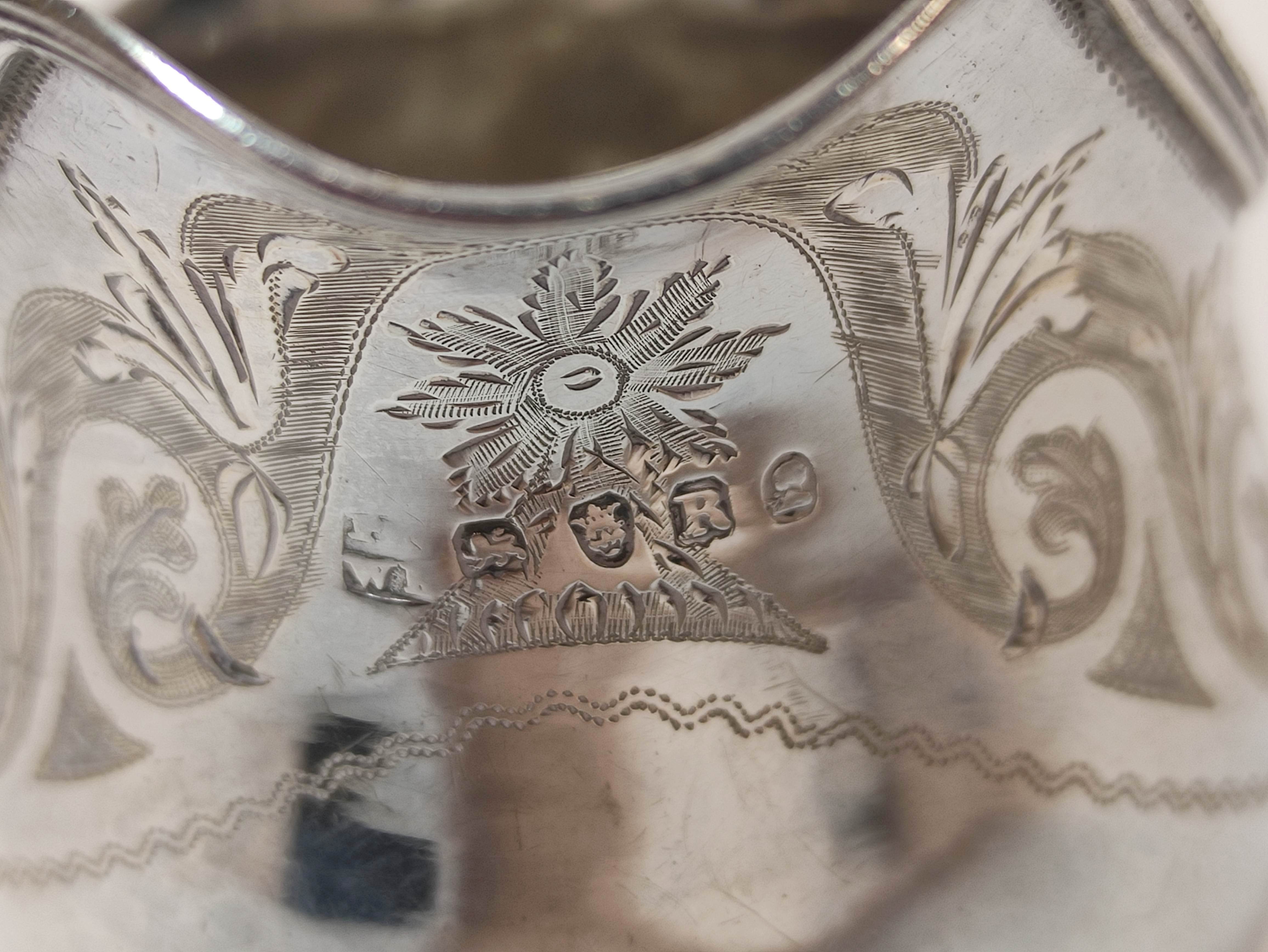 Silver cream jug of ovoid shape engraved with scrolls by P & W Bateman, 1812, 93g. - Image 5 of 5