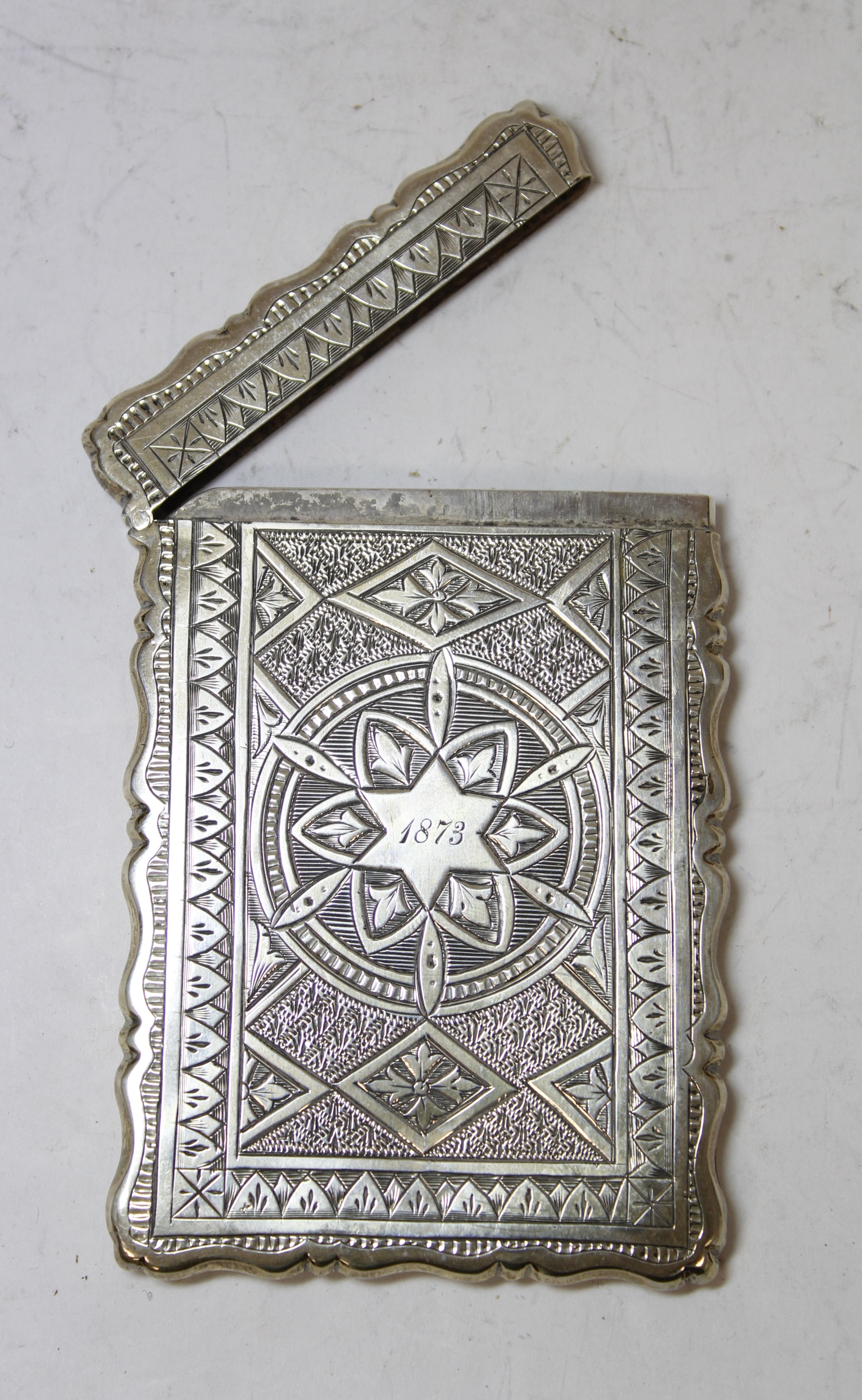 Silver engraved card case monogrammed and dated 1873 by George Unite, Birmingham 1873, 88g. - Image 3 of 5