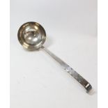 Silver soup ladle, hammered with notched hooked flat stem by Vera Dunn 1979. 200g 6 1/2 oz.