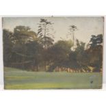 GEORGE HOWARD, 9TH EARL OF CARLISLE (1843 - 1911). Edge of the woods. Oil on panel. 26cm x 36cm.