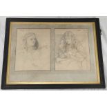 GEORGE HOWARD, 9TH EARL OF CARLISLE (1843-1911). "Christina" - pair of portraits. Pencil. Each 22cm