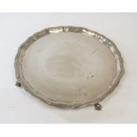 Silver circular tray with shaped moulded Celtic border by Reid & Sons, Newcastle 1919, 41oz / 1310g.