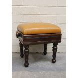 Edwardian rectangular top adjustable piano stool