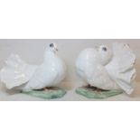 Two German Selb Rosenthal porcelain figures of fantail doves, modelled by Fritz Heidenreich, model