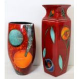 Two Anita Harris Studio Pottery vases, one of tall square form with concave neck, with polychrome