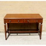 Edwardian inlaid mahogany writing table, the two frieze drawers on square tapered supports with