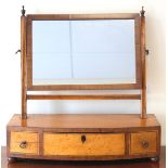 19th Century Birdseye maple dressing table mirror, the rectangular plate over central frieze