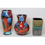 Three Anita Harris Studio Pottery vases: one of "Trojan" form, 14.5cm high and one of "Bella"