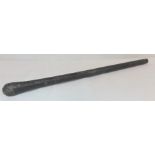 A bog oak shillelagh of tapered plain form, 67cm long, with damages to either end.