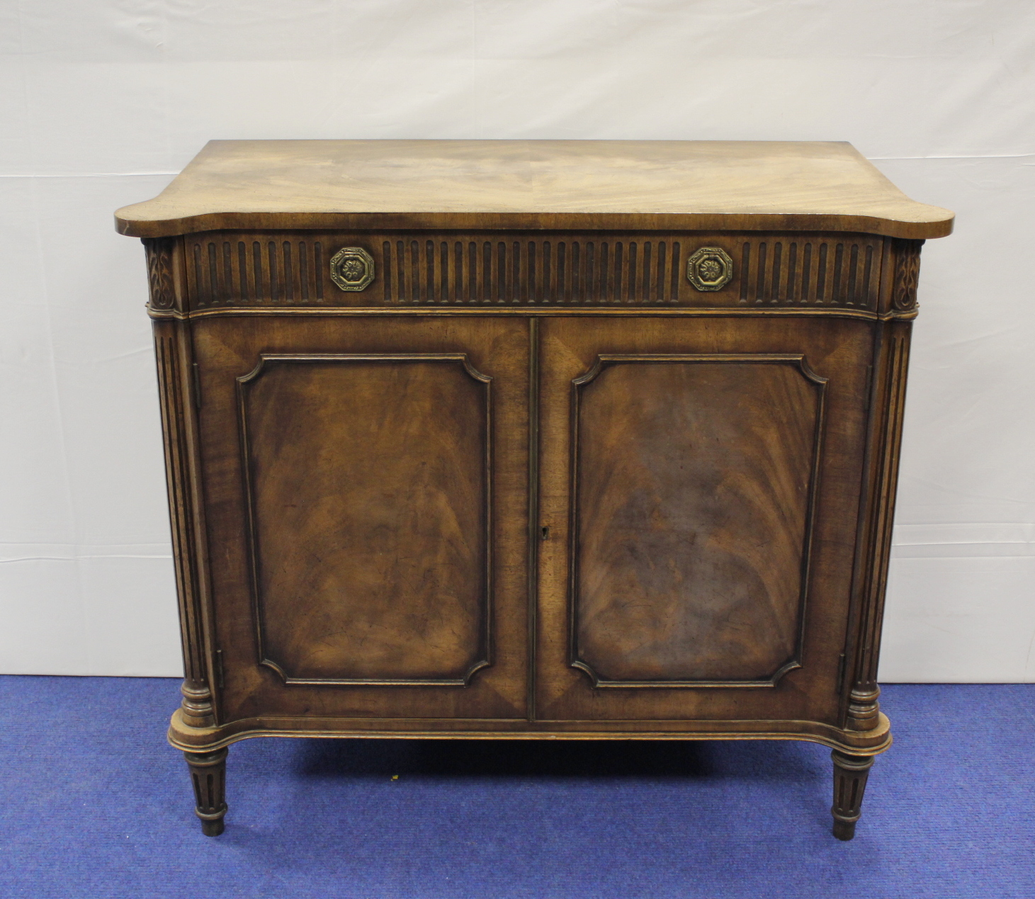 Edwardian mahogany cabinet with a pair of panelled doors  85cm wide, 82cm high, 45cm deep