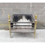 Good quality antique brass and steel fire basket/grate in the French Empire style. 57cm x 55cm x