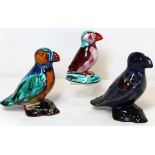 Three Anita Harris Studio Pottery figures of puffins, all with polychrome glazes, two x 14cm high