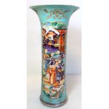 18th century Chinese Chien Lung vase of tapered cylindrical form with flared neck, with polychrome