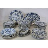 Quantity of Meissen blue and white "Onion" pattern dinnerware, comprising: oval ashet, 38cm wide (