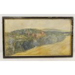 MAUDE STANLEY (1823-1915) Naworth Castle. Watercolour. 28.5cm x 52cm.