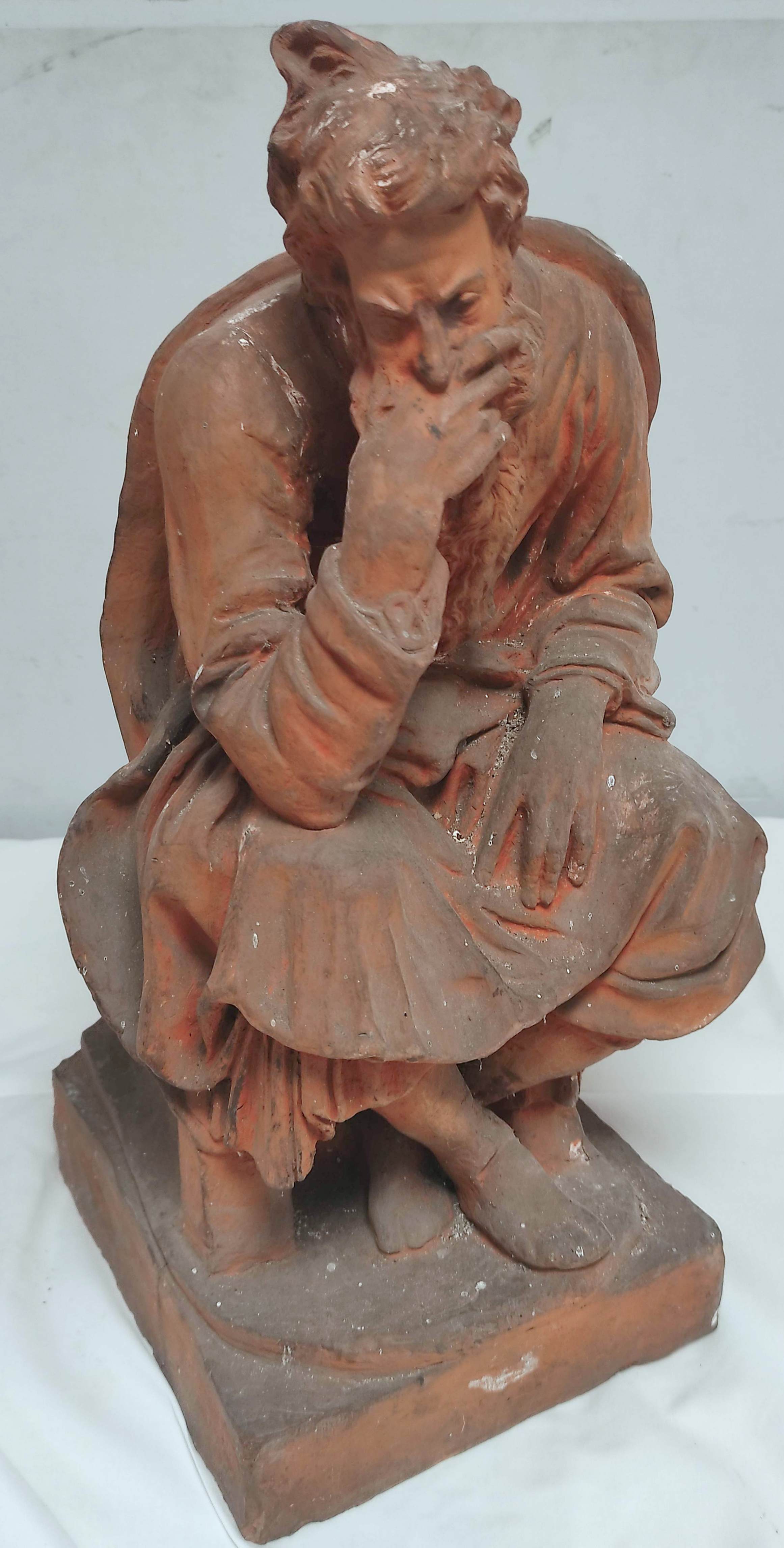 AFTER MICHAELANGELO. Moses and another. Pair of terracotta figures. 48cm x 52cm high. - Image 3 of 6