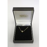 Diamond pear shaped pendant on beaded necklet, 18ct gold, 4.7g.