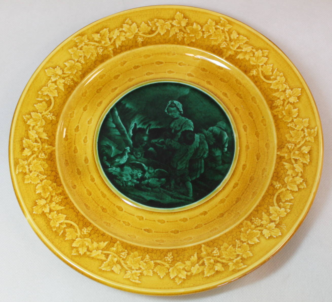A. J. Adams & Co., Staffordshire Majolica dessert service with central green glazed circular - Image 5 of 12