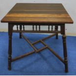 Early Arts & Crafts oak & mahogany occasional table attributed to Philip Webb, the square planked