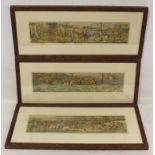 After Henry Alken - a set of three colour engravings of hunting scenes ; 'The Meet', 'Full Cry'