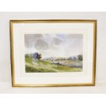 JOSEPH MAXWELL STUART  (SCOTTISH b.1956) Kirk Yetholm.  Watercolour. 31cm x 47cm. Signed,