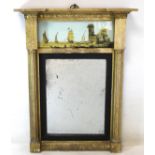 Small Regency giltwood pier mirror, the rectangular plate with ebonised slip,