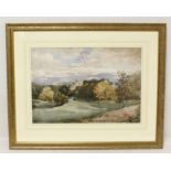 EMILY NICHOLSON  Castle by a river. Watercolour. 33cm x 47cm. Signed and dated 1853.