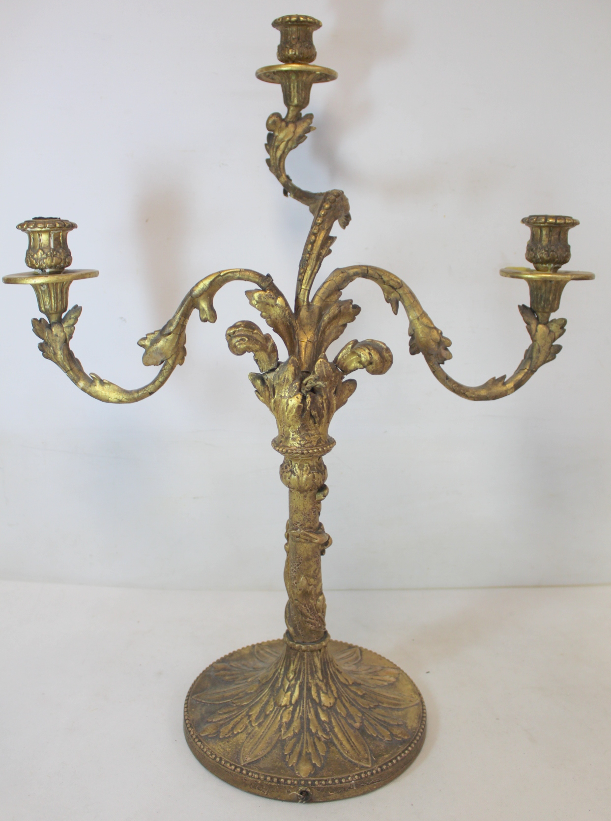 Pair of giltwood candelabra, each with three sconces on circular drip trays and scrolling foliate - Image 12 of 26
