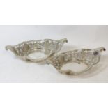 Pair of silver sweetmeat baskets of an oval lobed shape, pierced and embossed, Sheffield 1896, 6oz /
