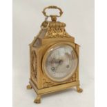 French early 20th century mantel clock of pendule d'officer style, platform lever with silvered dial