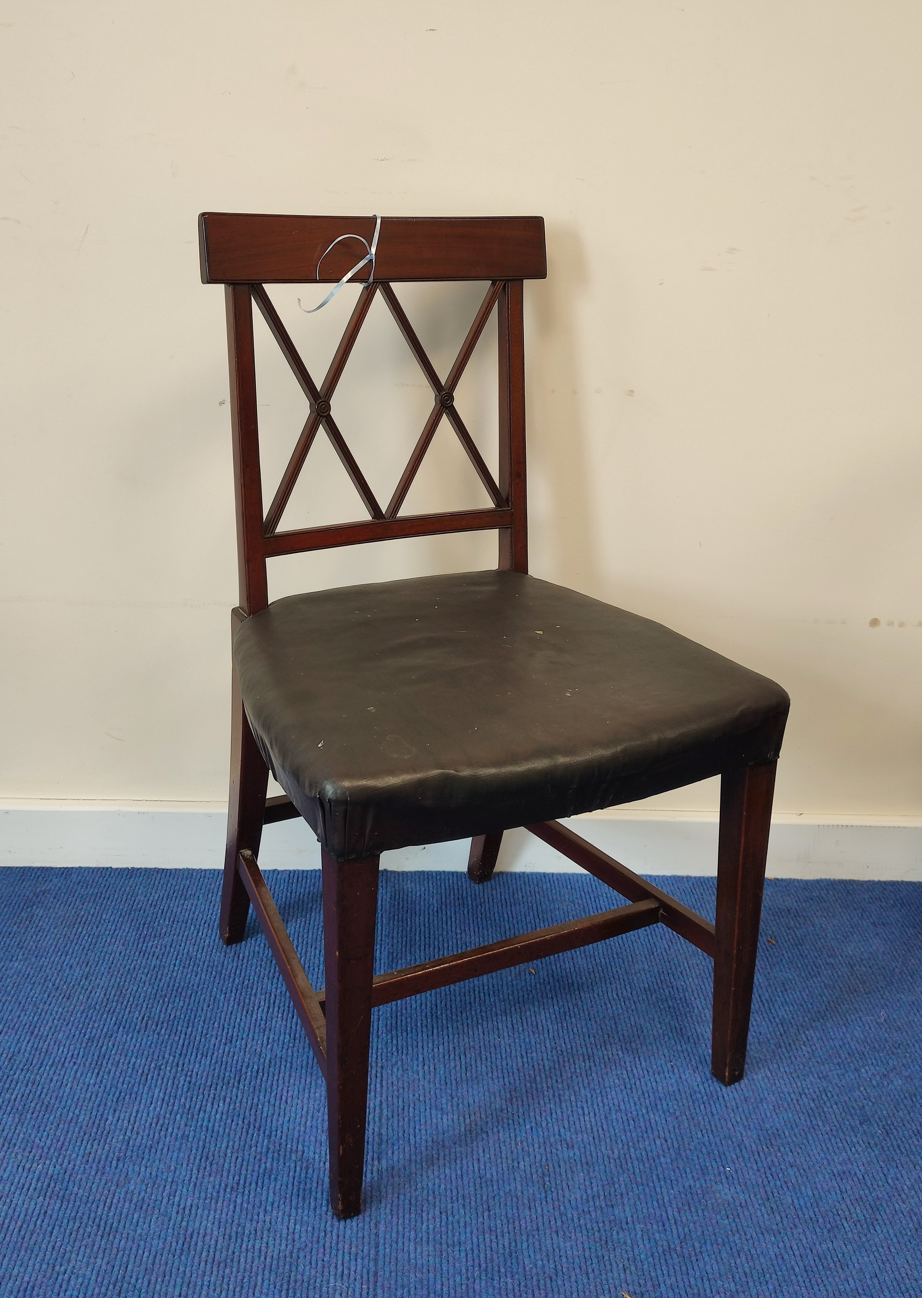 Set of six 19th century mahogany dining chairs, including two elbow chairs, each with curved top - Image 3 of 6