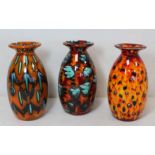 Three Anita Harris Studio Pottery vases of ovoid form with flared rims, with abstract decoration