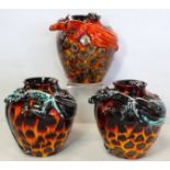 Pair of Anita Harris and Samantha Johnson Studio Pottery dragon vases with green dragons, each