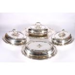 Elkington and Co of Birmingham silver plated ashet with piecrust edge and four similar entree