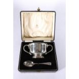 George V silver twin handled porringer bowl by Charles S Green & Co Ltd, Birmingham 1925 137g and