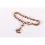 9ct gold curb link chain with 9ct Masonic fob, 31.9g gross