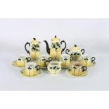 Scottish Pottery, Mak Merry Pottery of Macmerry, sixteen piece hand painted fruit pattern coffee