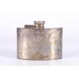 An Art Deco period silver hip spirit flask of crescent moon shape by Goldsmiths and Silversmiths