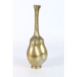 Japanese bronze vase of bottle shape, the body formed with three aubergines, the elegant elongated
